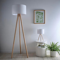 Oak Wood Tripod Floor Lamp