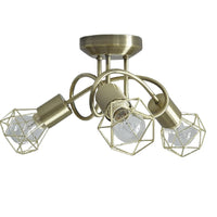 K Living LJUNOAB/3LT Antique Brass Swirl Vintage Cage 3 Lamp Semi Flush Ceiling Light