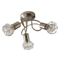 K Living LJUNOSN/3LT Satin Nickel Swirl Vintage Cage 3 Lamp Semi Flush Ceiling Light