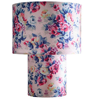 K Living LKOBEROSE/TL Pink Rose Velvet Floral Print Modern Table Lamp - 30cm Height