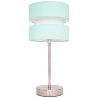 Satin Nickel Table Desk Lamp with Duck Egg Layered Fabric Shade 38cm