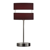 K Living LLAYERWIN/TLWS Satin Nickel Table Desk Lamp with Wine Red Layered Fabric Shade