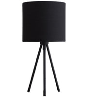 K Living LLEENABLK/TL Black Metal Modern Tripod Desk Lamp with Black Cotton Drum Shade - 35cm Height