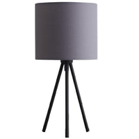 K Living LLEENAGRY/TL Black Metal Modern Tripod Desk Lamp with Grey Cotton Drum Shade - 35cm Height