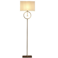 K Living LLIZZYAB/FLWS Antique Brass &amp; Crystal Modern Floor Lamp with Cream Rectangular Drum Shade