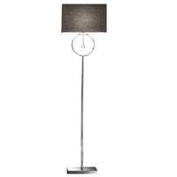 K Living LLIZZYCHR/FLWS Polished Chrome &amp; Crystal Modern Floor Lamp with Grey Cotton Rectangular Drum Shade