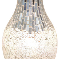 Pearl White Art Deco Mirror Glass Mosaic Vase 35cm | Vintage Retro