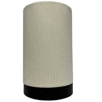 K Living LMALTACRE/TL Cream Velvet Ribbed Cylinder Table Lamp with Black Metal Base - 20cm Height