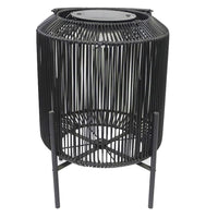 K Living LMANAURATT/SMAL Black Rattan LED Solar Rechargeable Outdoor Round Garden Floor Lamp - 43cm Height