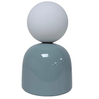 K Living LMANILABL/TL Duck Egg Blue Ceramic Modern Table Lamp with Opal Ball Shade - 20cm Height