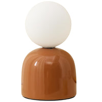 K Living LMANILABN/TL Brown Ceramic Modern Table Lamp with Opal Ball Shade - 20cm Height