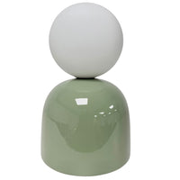 K Living LMANILAGN/TL Sage Green Ceramic Modern Table Lamp with Opal Ball Shade - 20cm Height