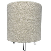 K Living LMIAMICRE/TL Cream Teddy Fur Velvet Modern Round Table Lamp - 21cm Height