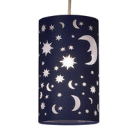 Navy Blue Moon and Stars Childrens Non Electric Easy Fit Pendant 220mm