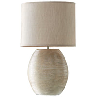 Gold Scratched Ceramic Vintage Oval Table Lamp with Gold Shade 45cm