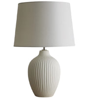 K Living LNORACRM/TLWS Cream Ribbed Ceramic Modern Table Lamp with Cream Drum Shade 