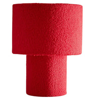 K Living LOSAKARED/TL eep Red Teddy Fur Velvet Modern Round Table Lamp - 30cm Height