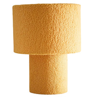K Living LOSAKAYEL/TL Yellow Teddy Fur Velvet Modern Round Table Lamp - 30cm Height