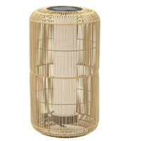 K Living LRAORATT/LARGE Natural Rattan LED Solar Rechargeable Outdoor Large Garden Floor Lamp - 55cm Height