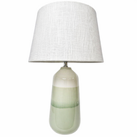 K Living LROME/TL Modern Ceramic Table Lamp with Green Ombre Gazed Base With Linen drum shade - 54cm Height