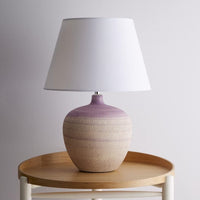 Cream and Purple Ceramic Table lamp with Shade