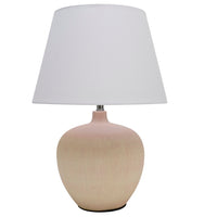 K Living LTENBYPNK/TLWS Pink and Cream Ceramic Urn Modern Table Lamp with White Drum Lamp Shade