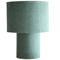 K Living LTOKYOGRN/TL Green Velvet Modern Ribbed Corduroy Design Table Lamp - 30cm Height
