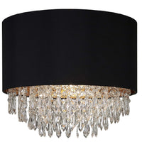 K Living LWAVERLYBLK/PEN Black and Gold with Acrylic Crystal Droplets Vintage Easy Fit Chandelier Pendant Shade - 38cm Diameter