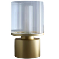 K Living Modern LZOJAGOLD/TL Ribbed Clear Glass Table Lamp with Gold Base - 25cm Height
