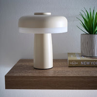 Cream rechargeable LED table lamp modern cordless ambient light