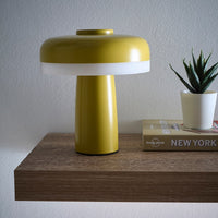 Yellow rechargeable LED table lamp modern cordless ambient light