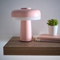 Pink rechargeable LED table lamp modern cordless ambient light
