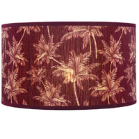12" Burgandy Bamboo Floral Design Vintage Easy Fit Tapered Drum Shade 30cm