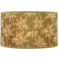 Olive Green Bamboo Floral Design Fabric Vintage Easy Fit Non Electric Pendant