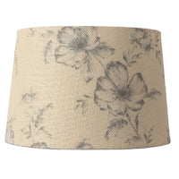 Oaks Lighting P905/12 NA Navy Blue Linen Floral Design Fabric Vintage Easy Fit Non Electric Pendant &amp; Table Lamp Tapered Drum Shade - 30cm Diameter (12 Inch)