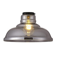 Britalia BRPMR3022M Smoked Shallow Dome Glass Vintage Easy Fit Pendant Light Shade - 28cm Diameter (GLASS ONLY)