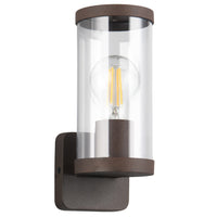 Trio R21596124 Antique Rust Modern Outdoor Wall Lamp with Clear Glass Shade - 23cm Height