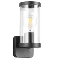 Trio R21596132 Matt Black Modern Outdoor Wall Lamp with Clear Glass Shade - 23cm Height