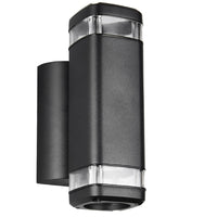 Trio R26446232 Matt Black Outdoor Modern Rectangular Up &amp; Down Wall Light IP44 - 21cm Height