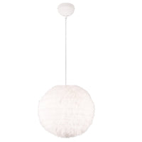 Trio R31581001 White Furry Plush Modern Round Fluffy Ceiling Pendant - 35cm Diameter