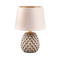 Trio R51531044 Beige and Cream Ceramic Pine Cone Table Lamp with Beige Velvet Shade - 27cm Height