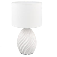 Trio R51771031 White Ceramic Modern Wave Pattern Table Lamp with Black Shade