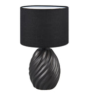 Trio R51771032 Black Ceramic Modern Wave Pattern Table Lamp with Black Shade