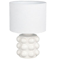 Trio R56481001 White Ceramic Modern Bobble Table Lamp with White Drum Shade - 30cm Height