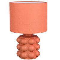 Trio R56481040 Terracotta Orange Ceramic Modern Bobble Table Lamp with Satsuma Orange Drum Shade - 30cm Height
