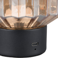 Matt Black & Amber Glass Touch Table Lamp