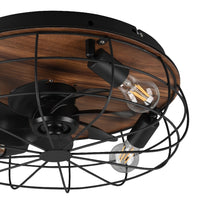 Matt Black & Wood Vintage Ceiling Fan