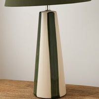 modern green ceramic table lamp with olive fabric shade