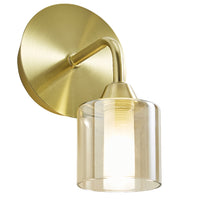 Forum SPA-35811-CHAMP Satin Brass &amp; Champagne Glass Bathroom Vintage Single Lamp Wall Light - 18.5cm Height