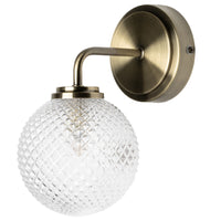 Antique Brass Bathroom Light with Decorative Glass